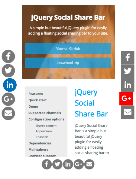 jquery social share screenshot